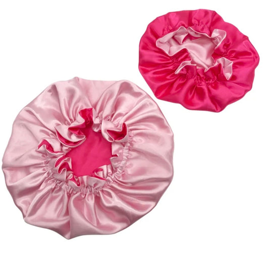 Kids Soft Pink Satin for Tie Back Bonnet