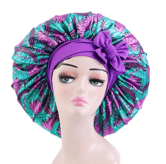 Adult XL Soft Purple Satin Tie Back Bonnet