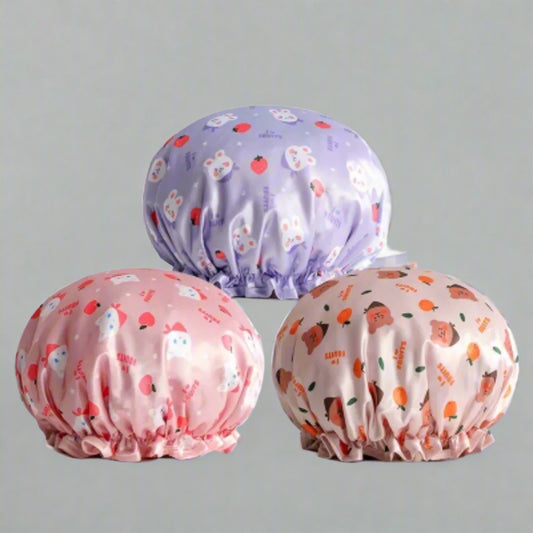 Kids Satin Double Layer Waterproof Showe Cap